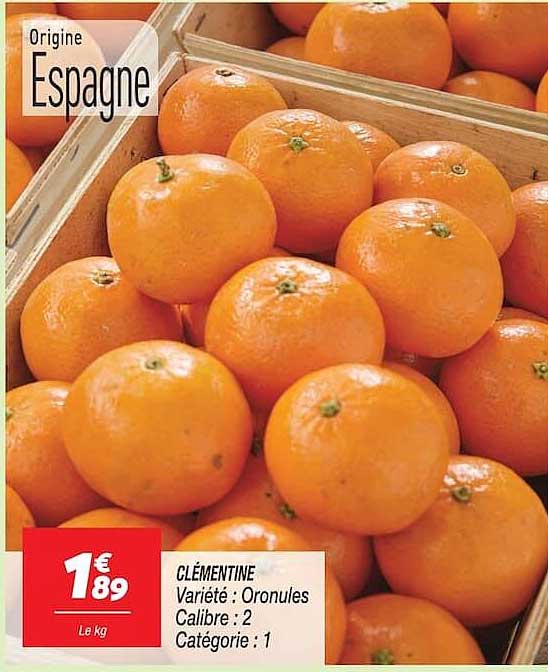 CLÉMENTINE
Variété : Oronules
Calibre : 2
Catégorie : 1