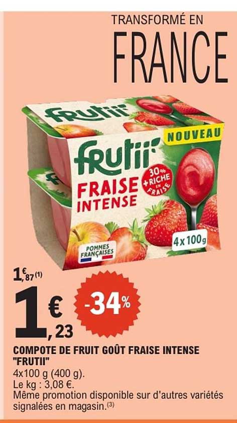 COMPOTE DE FRUIT GOÛT FRAISE INTENSE "FRUTI"