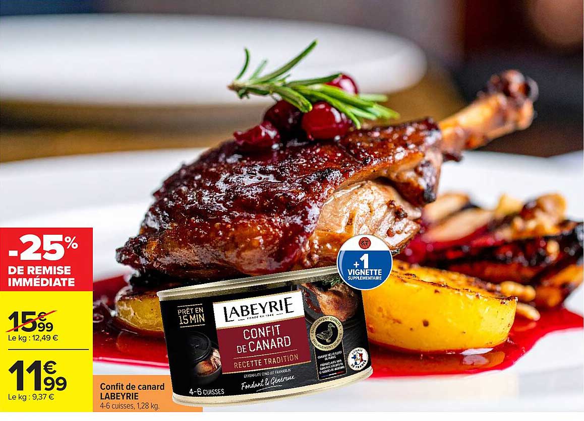 Confit de canard LABEYRIE 4-6 cuisses, 1,28 kg.