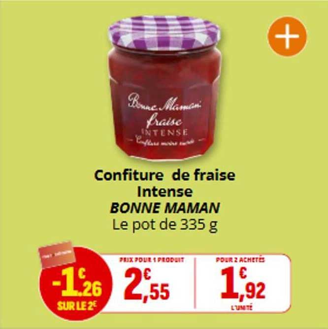 Confiture de fraise Intense BONNE MAMAN Le pot de 335 g