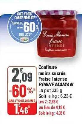 Confiture moins sucrée Fraise Intense BONNE MAMAN