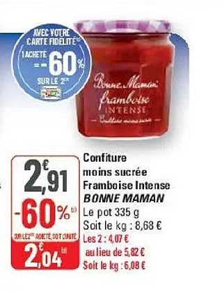 Confiture moins sucrée Framboise Intense BONNE MAMAN