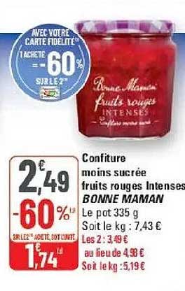 Confiture moins sucrée fruits rouges Intenses BONNE MAMAN