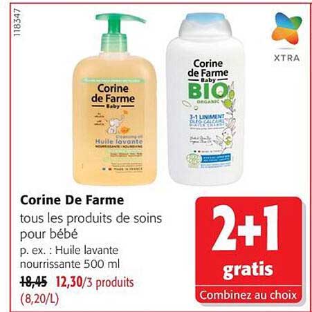 Corine De Farme
tous les produits de soins pour bébé
p. ex. : Huile lavante nourrissante 500 ml
2+1 gratis
Combinez au choix
