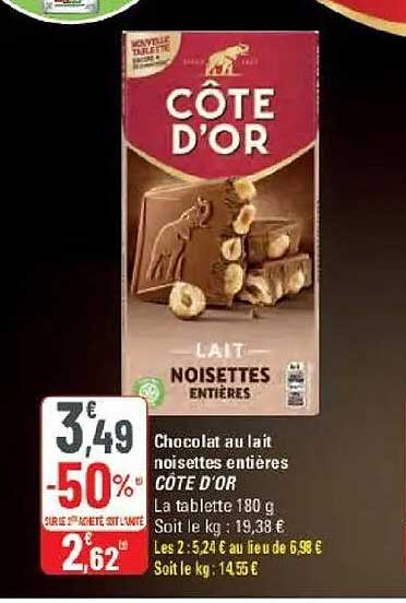 CÔTE D'OR LAIT NOISETTES ENTIÈRES
