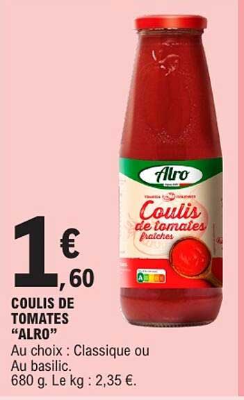 COULIS DE TOMATES “ALRO”