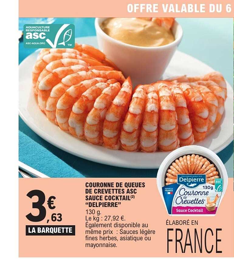 COURONNE DE QUEUES DE CREVETTES ASC SAUCE COCKTAIL “DELPIERRE”