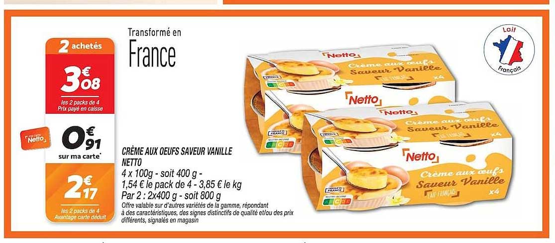 CRÈME AUX OEUFS SAVEUR VANILLE NETTO