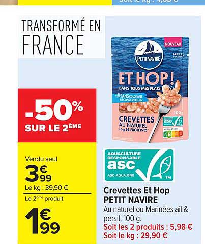 CREVETTES ET HOP PETIT NAVIRE