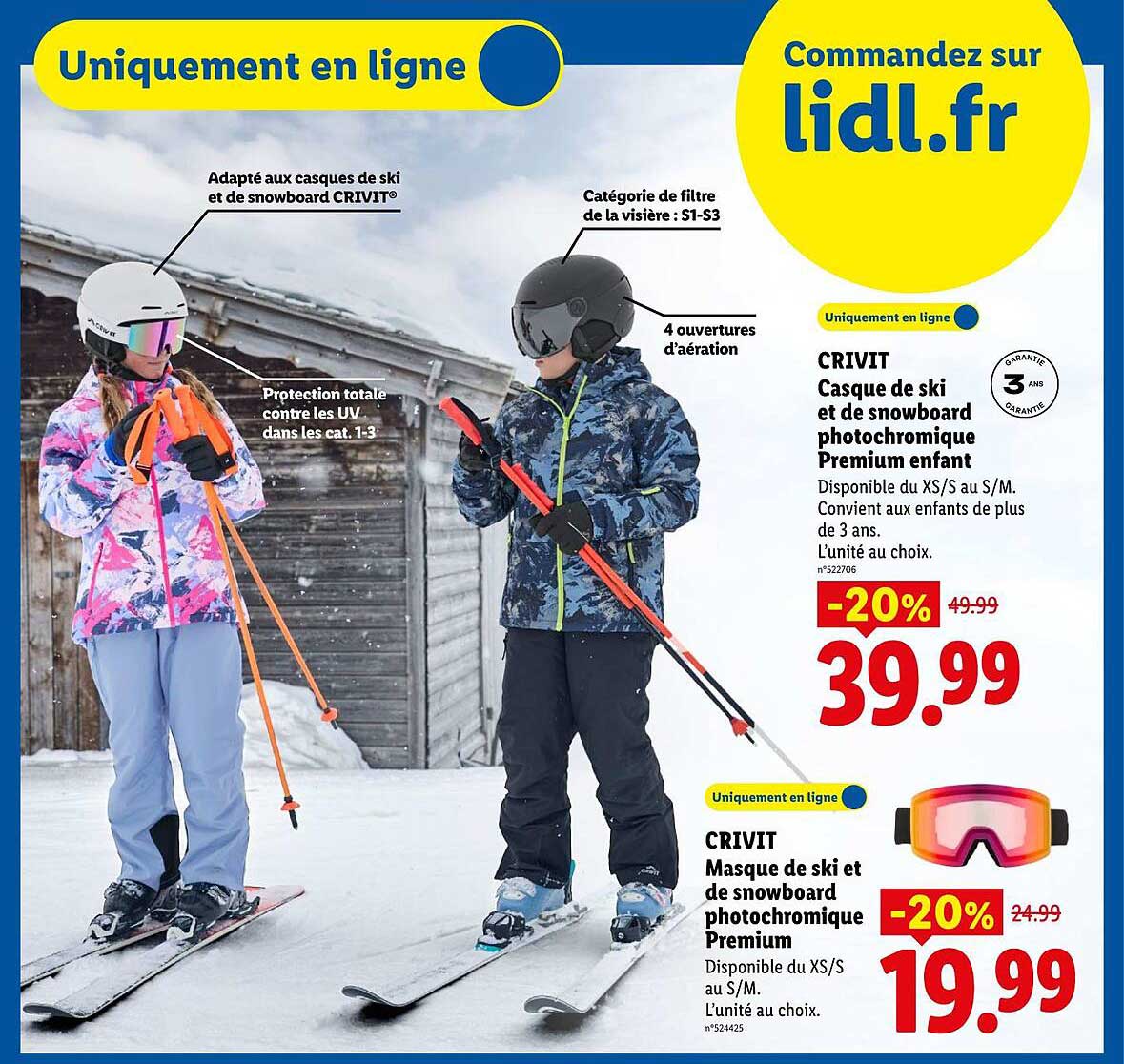 CRIVIT Casque de ski et de snowboard photochromique Premium enfant