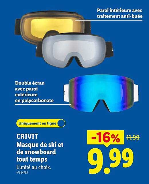 CRIVIT Masque de ski et de snowboard tout temps