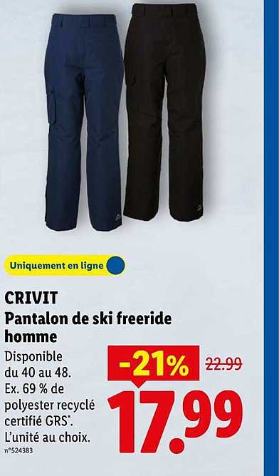 CRIVIT Pantalon de ski freeride homme