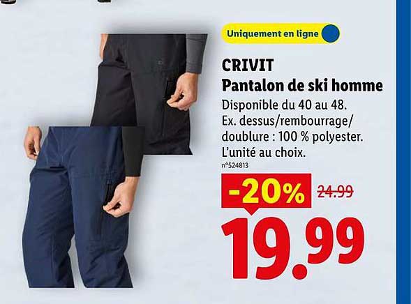 CRIVIT Pantalon de ski homme