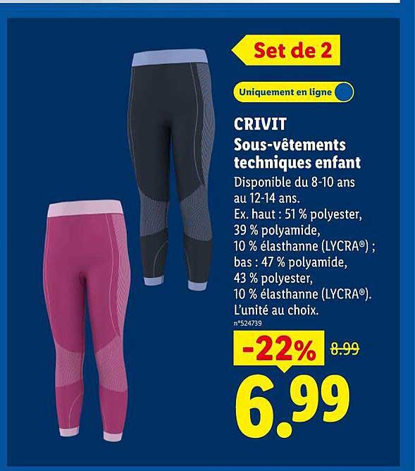 CRIVIT Sous-vêtements techniques enfant