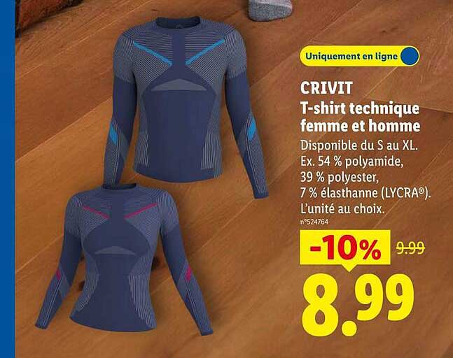 CRIVIT T-shirt technique femme et homme