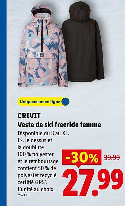 CRIVIT Veste de ski freeride femme