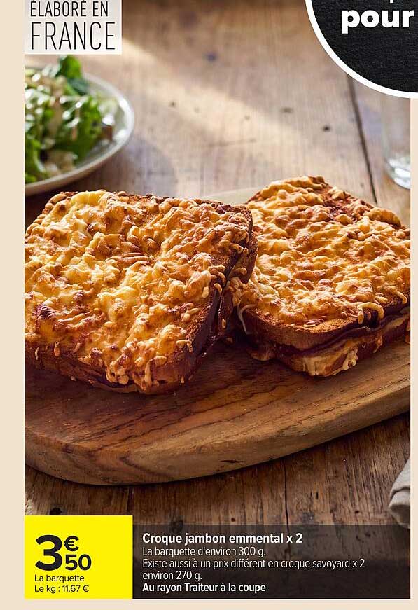 Croque jambon emmental x 2