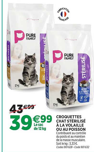 CROQUETTES CHAT STÉRILISÉ À LA VOLAILLE OU AU POISSON