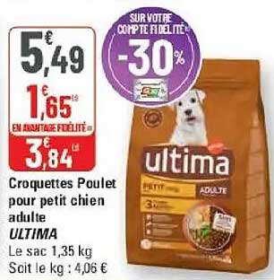 Croquettes Poulet pour petit chien adulte ULTIMA
