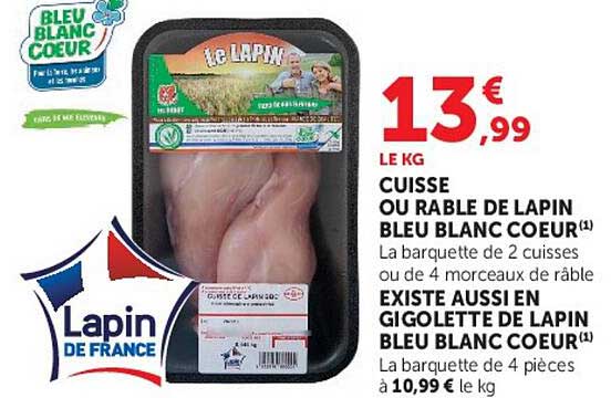 CUISSE OU RÂBLE DE LAPIN BLEU BLANC COEUR