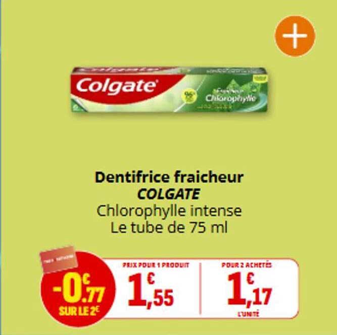 Dentifrice fraicheur COLGATE Chlorophylle intense Le tube de 75 ml
