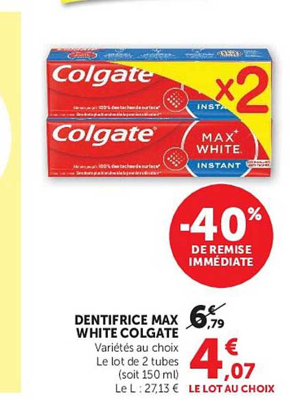 DENTIFRICE MAX WHITE COLGATE