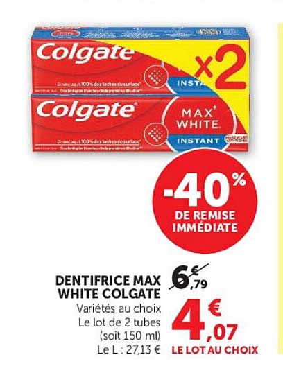 DENTIFRICE MAX WHITE COLGATE
