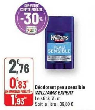 Déodorant peau sensible WILLIAMS EXPERT