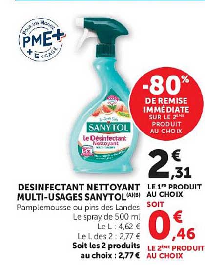 DESINFECTANT NETTOYANT MULTI-USAGES SANYTOL (A/B)