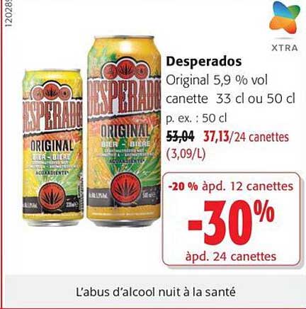 Desperados Original 5,9 % vol canette 33 cl ou 50 cl p. ex. : 50 cl