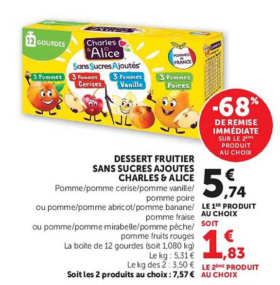 DESSERT FRUITIER SANS SUCRES AJOUTES CHARLES & ALICE