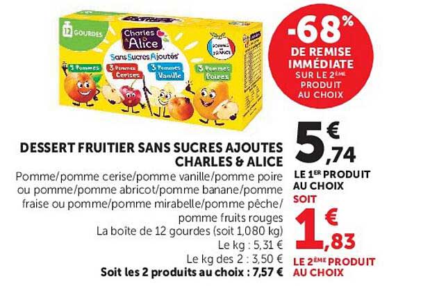 DESSERT FRUITIER SANS SUCRES AJOUTES CHARLES & ALICE