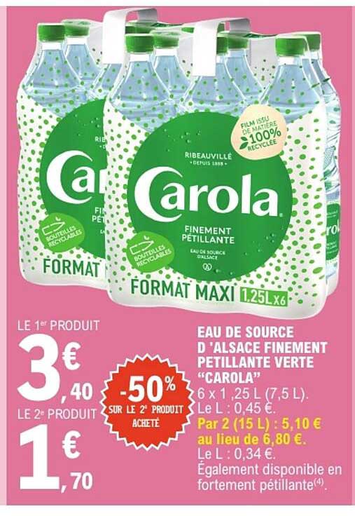 Eau de source d'Alsace finement pétillante verte "Carola"