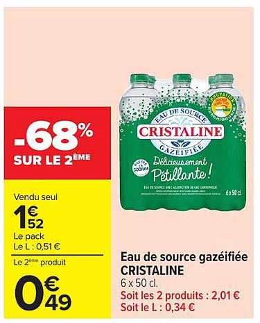 Eau de source gazéifiée CRISTALINE