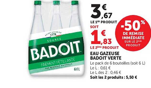 EAU GAZEUSE BADOIT VERTE