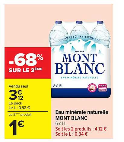 Eau minérale naturelle MONT BLANC 6 x 1,5 L