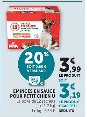 EMINCES EN SAUCE POUR PETIT CHIEN U