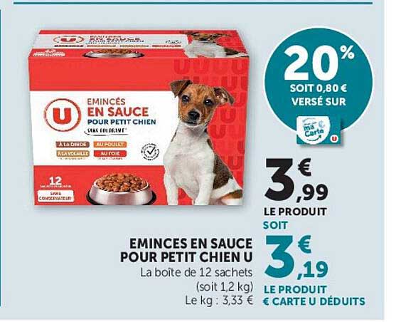 EMINCES EN SAUCE POUR PETIT CHIEN U