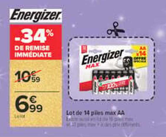 Energizer -34% de remise immédiate
