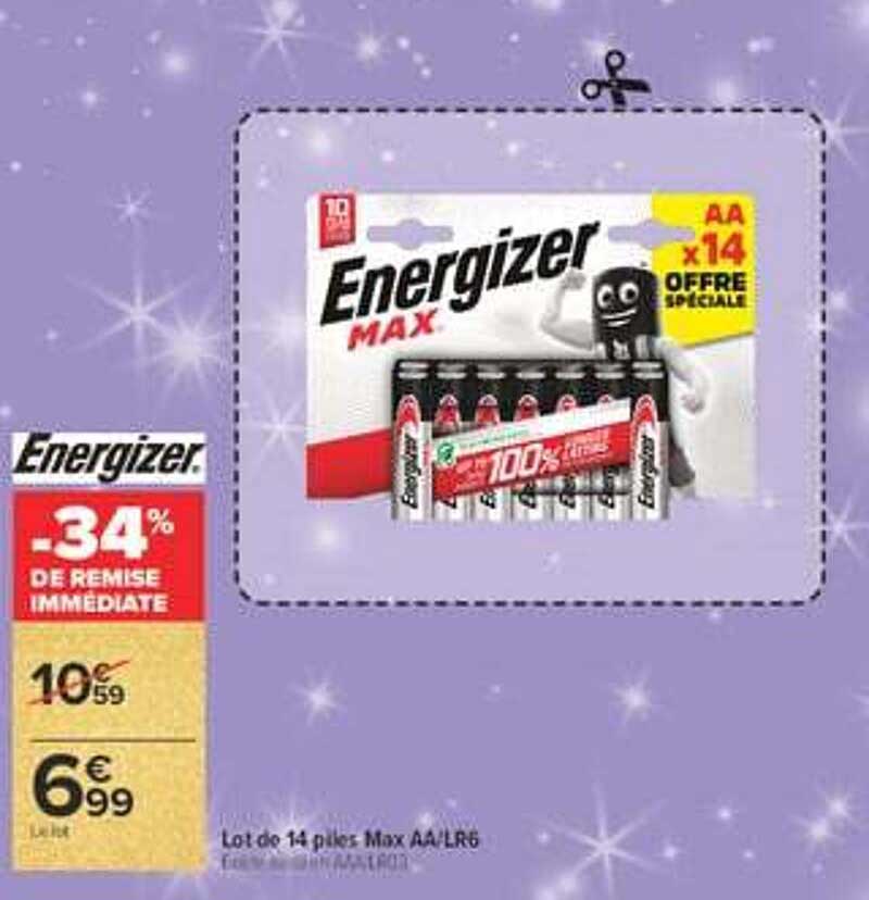 Energizer Max AA x14 offre spéciale