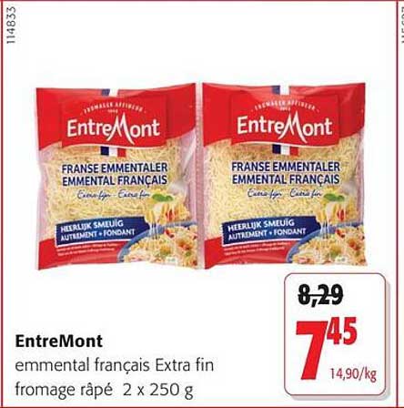 Entremont emmental français Extra fin fromage râpé 2 x 250 g