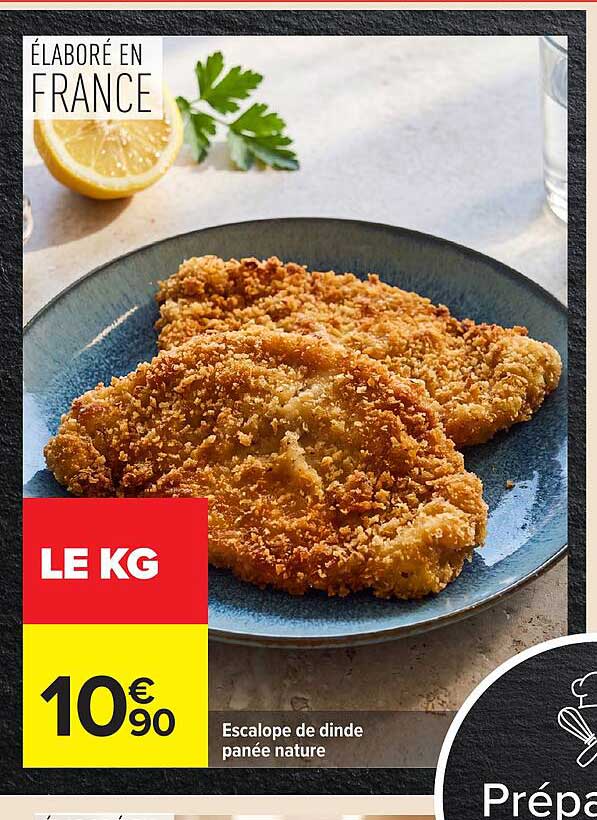 Escalope de dinde panée nature