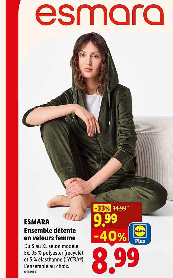 ESMARA Ensemble détente en velours femme
