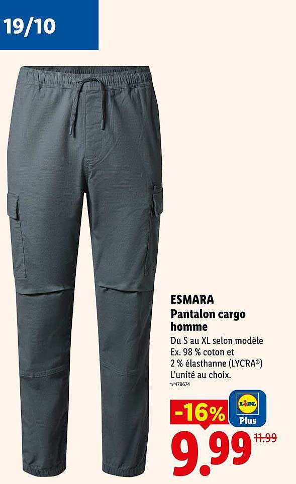 ESMARA Pantalon cargo homme