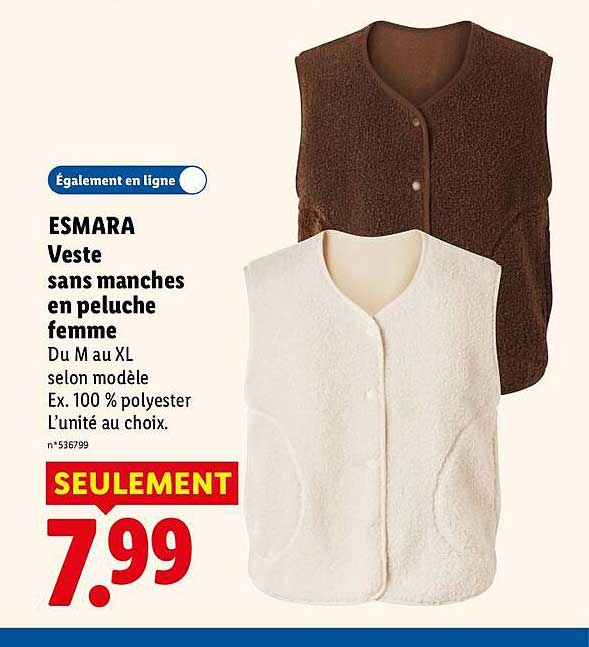 ESMARA Veste sans manches en peluche femme