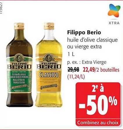 Filippo Berio huile d'olive classique ou vierge extra 1 L