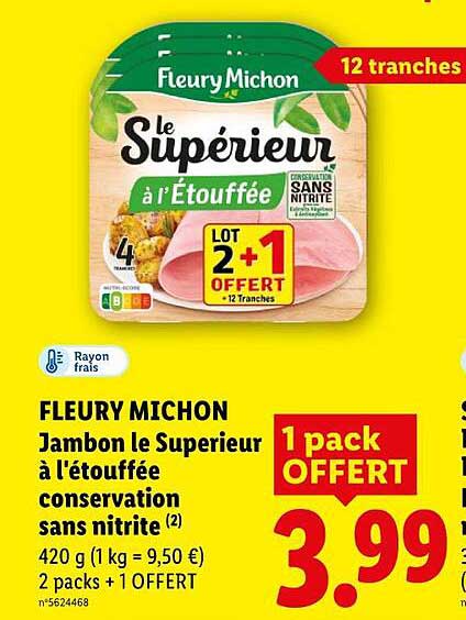 FLEURY MICHON Jambon le Superieur à l'étouffée conservation sans nitrite
