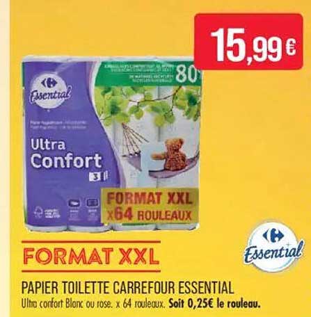 FORMAT XXL PAPIER TOILETTE CARREFOUR ESSENTIAL