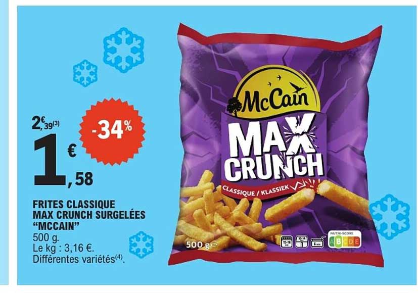 FRITES CLASSIQUE MAX CRUNCH SURGELEES “MCCAIN”