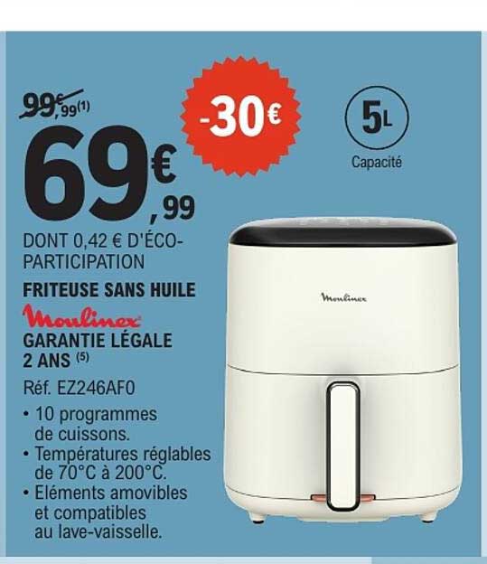 FRITEUSE SANS HUILE Moulinex GARANTIE LÉGALE 2 ANS